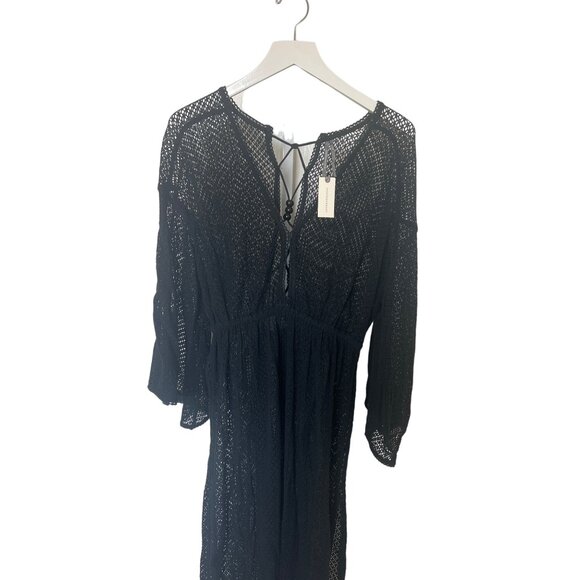Anthropologie The Brea Black Crochet Swim Cover-Up - Picture 6 of 7